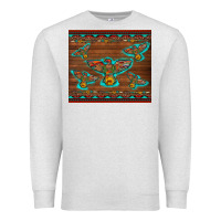 Oatmeal Heather western thunderbird and arrow with aztec leopard Premium Sweatshirt - Artiststas