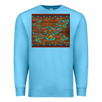 Ocean Blue western thunderbird and arrow with aztec leopard Premium Sweatshirt - Artiststas