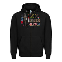 Black god bless america Zipper Hoodie - CowhideDigitalArt