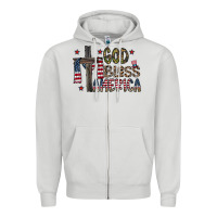 Dove Grey god bless america Zipper Hoodie - CowhideDigitalArt