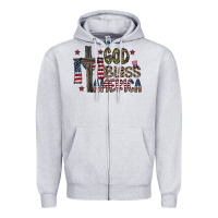 Heather Grey god bless america Zipper Hoodie - CowhideDigitalArt