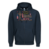 Navy god bless america Zipper Hoodie - CowhideDigitalArt