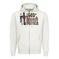 Oatmeal Heather god bless america Zipper Hoodie - CowhideDigitalArt