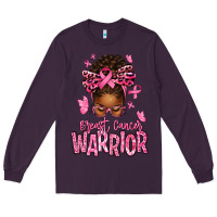 Plum brest cancer warrior afro messy bun Long Sleeve Tee - texasbilliewilder