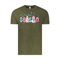 Vintage Olive tis the season snowman and christmas cake Vintage Tee - MaliasSmallBusiness