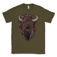 Army Green american bison Classic Tee - RanaPortraitStore