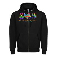 Black peace love equality Zipper Hoodie - HRA Design Shop
