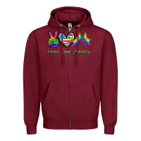Burgundy peace love equality Zipper Hoodie - HRA Design Shop