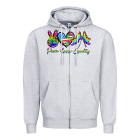 Heather Grey peace love equality Zipper Hoodie - HRA Design Shop