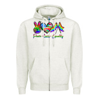 Oatmeal Heather peace love equality Zipper Hoodie - HRA Design Shop
