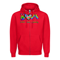 Red peace love equality Zipper Hoodie - HRA Design Shop