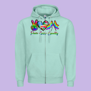 Peace Love Equality Zipper Hoodie Designed By Hra Design Shop