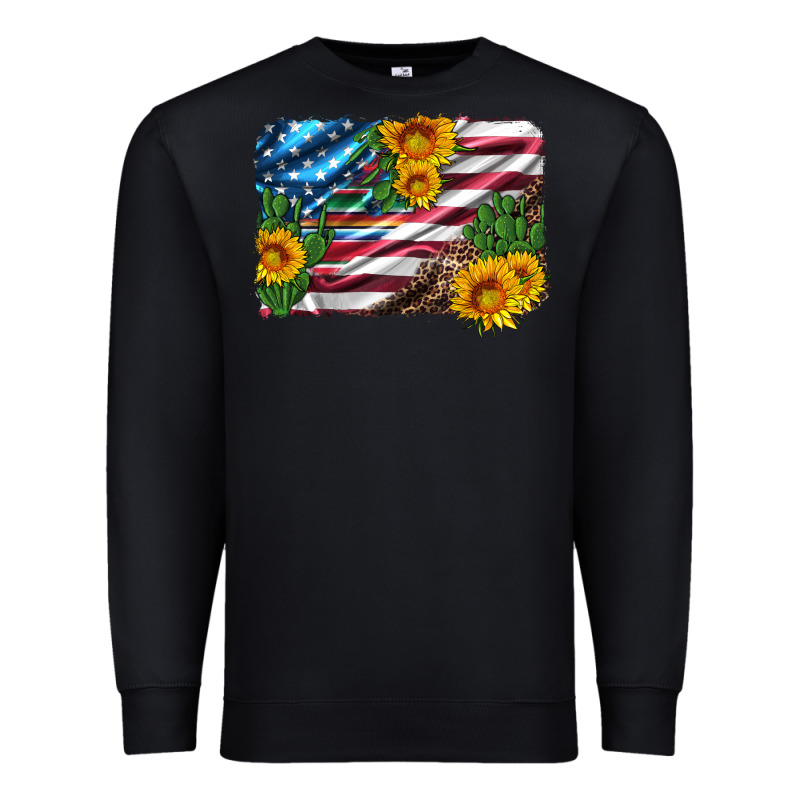 Usa Flag And Sunflower Serape Leopard And Cactus Premium Sweatshirt by Artiststas | Teevron