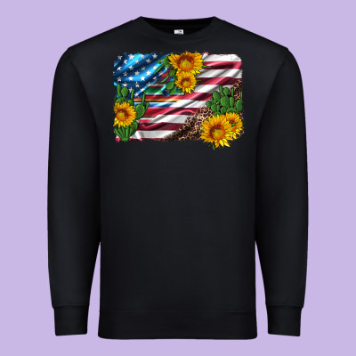 Usa Flag And Sunflower Serape Leopard And Cactus Premium Sweatshirt Designed By Artiststas