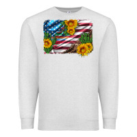 Oatmeal Heather usa flag and sunflower serape leopard and cactus Premium Sweatshirt - Artiststas