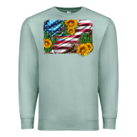 Seafoam usa flag and sunflower serape leopard and cactus Premium Sweatshirt - Artiststas