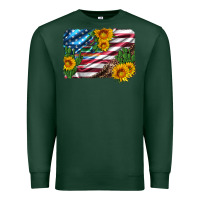 Sports Green usa flag and sunflower serape leopard and cactus Premium Sweatshirt - Artiststas