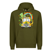 Army Green st. patrick's day school bus Premium Hoodie - MaliasSmallBusiness