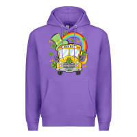 Purple st. patrick's day school bus Premium Hoodie - MaliasSmallBusiness