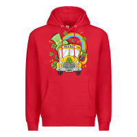 Red st. patrick's day school bus Premium Hoodie - MaliasSmallBusiness