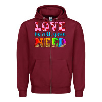 Burgundy love is all you need Zipper Hoodie - HRA Design Shop
