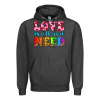 Charcoal Heather love is all you need Zipper Hoodie - HRA Design Shop