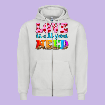 Love Is All You Need Zipper Hoodie Designed By Hra Design Shop