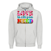 Dove Grey love is all you need Zipper Hoodie - HRA Design Shop