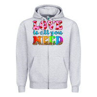 Heather Grey love is all you need Zipper Hoodie - HRA Design Shop