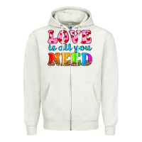 Oatmeal Heather love is all you need Zipper Hoodie - HRA Design Shop