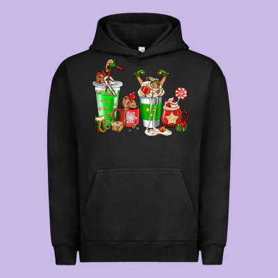 Elf Coffee Cups Urban Hoodie Designed By Nancycooperartshop