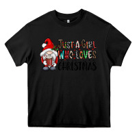 Black just a girk who loves christmas Heavy Core Tee - CowhideDigitalArt