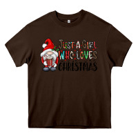 Chocolate Brown just a girk who loves christmas Heavy Core Tee - CowhideDigitalArt