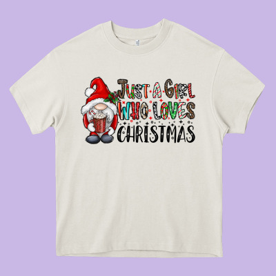 Just A Girk Who Loves Christmas Heavy Core Tee Designed By Cowhidedigitalart