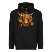 Black sunflowers long haired cow Heavyweight Hoodie - Jasminsmagicworld