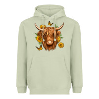 Matcha sunflowers long haired cow Heavyweight Hoodie - Jasminsmagicworld
