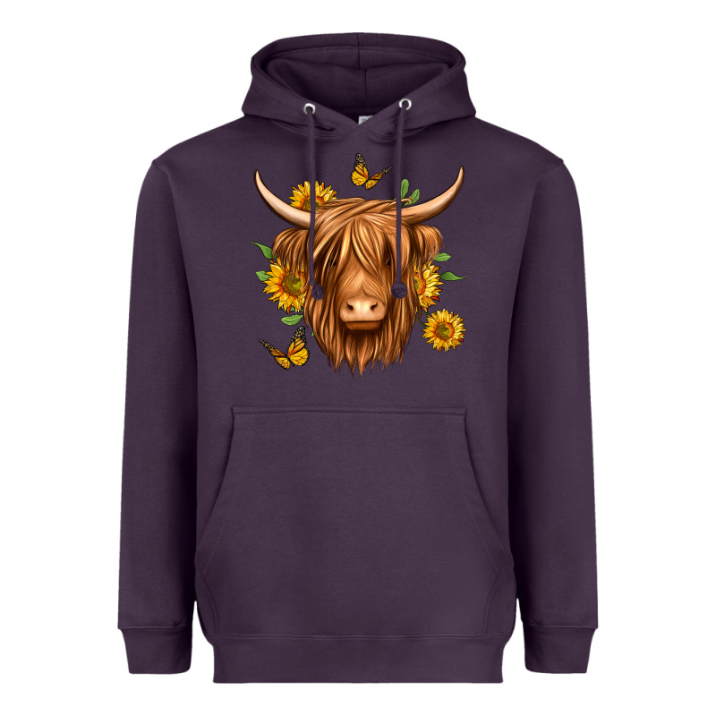 Sunflowers Long Haired Cow Heavyweight Hoodie by Jasminsmagicworld | Teevron