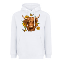 White sunflowers long haired cow Heavyweight Hoodie - Jasminsmagicworld