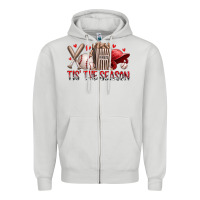Dove Grey tis the season baseball Zipper Hoodie - RacoonDesign