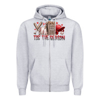 Heather Grey tis the season baseball Zipper Hoodie - RacoonDesign