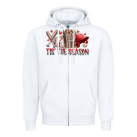 White tis the season baseball Zipper Hoodie - RacoonDesign