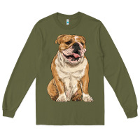 Army Green english bulldog Long Sleeve Tee - RanaPortraitStore