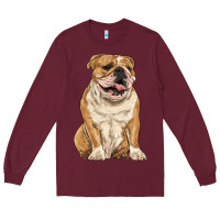 Burgundy english bulldog Long Sleeve Tee - RanaPortraitStore