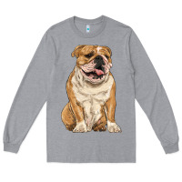 Heather Grey english bulldog Long Sleeve Tee - RanaPortraitStore