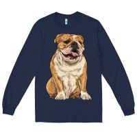 Navy english bulldog Long Sleeve Tee - RanaPortraitStore
