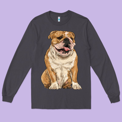 English Bulldog Long Sleeve Tee Designed By Ranaportraitstore