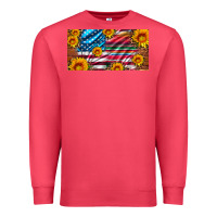 Cardinal usa flag and serape with leopard and sunflowers license plate Premium Sweatshirt - Artiststas