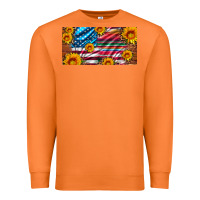 Carrot usa flag and serape with leopard and sunflowers license plate Premium Sweatshirt - Artiststas