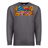Usa Flag And Serape With Leopard And Sunflowers License Plate Premium Sweatshirt | Teevron