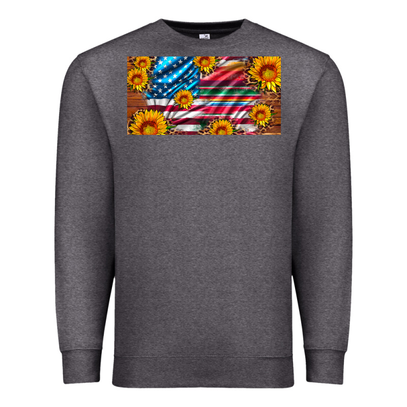 Usa Flag And Serape With Leopard And Sunflowers License Plate Premium Sweatshirt by Artiststas | Teevron